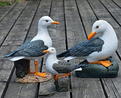 Coolboy Real gaivota estatueta, estatueta de pássaro marinho Estátua náutica Decorações de estatuetas de estatuetas de jardim