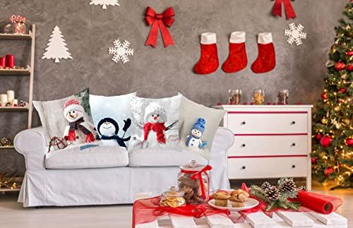 Sotyso Christmas Snowlan Snow Winter Throw Capas de travesseiro 18x18 Conjunto de 4 travesseiros decorativos de boneco