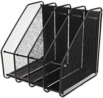 N/A 4 coluna Metal Mesh Holder Document Rack Letter Revista Newspaper Tray para organizador de mesa Office Home Office Supplies