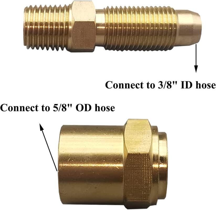 Adaptador de ajuste de tubo de mangueira de 1/4 NPTF x 3/8 ID da mangueira x 5/8 , peça de substituição do conector do tubo, latão