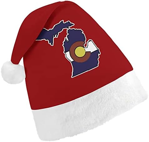 Michigan esboço da bandeira do Colorado Chapéu de Natal personalizado Hat de Santa Decorações engraçadas de Natal