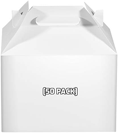 [50 pacote] Caixas de presente de tratamento branco - 9 x 5 x 6,75 polegadas - caixas de gabilização de papel, lancheiras