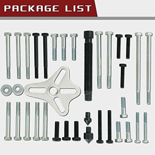 Dasbet 46pcs Harmonon Balancer Puller Set, puxador de volante, puxador de engrenagem, polia do eixo de manivela com estojo