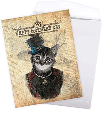 A Melhor Companhia de Cartas - Cartão de Dia da Mãe Jumbo - Grande Animal Greeting NotoCard - Steampunk Cats J6554DMDG
