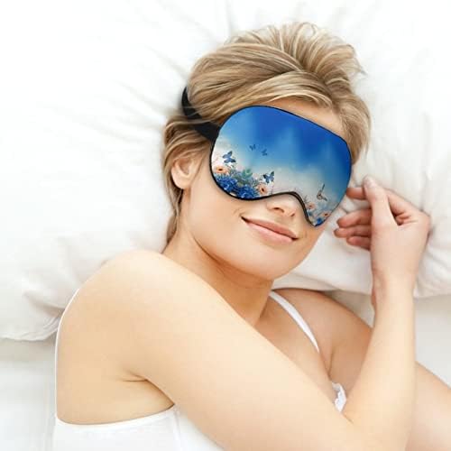 Máscara ocular com hidrangea e margaridas com alça ajustável para homens e mulheres noite de viagem para dormir uma soneca