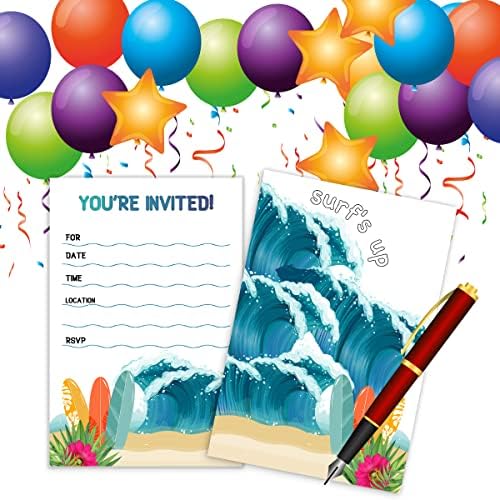 Summer Surf's Up Divery Birthday Party convites com envelopes