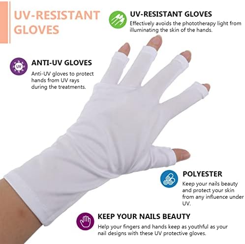BEAUPUTTY 4Pairs Unhe e para lâmpadas de luva Luvas de queimadura solar as manicures de manicure resistentes a UV Manicures Manicures UV Lâmpada de Lâmpada Lumin
