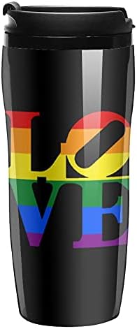 Love LGBT Gay Pride Coffee Caneca Cup com tampa para viagens de escritório em casa