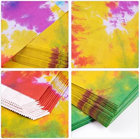 100 peças TIY Dye Party Favors Sacos de doces coloridos Bolsas de papel de festa coloridas Sacos de elementos de estilo retrô,