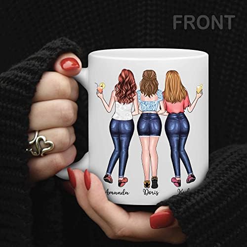 WhidoBe personalizada irmã caneca personalizada 11oz, caneca de café de 15 onças com avatares, nomes - presente personalizado