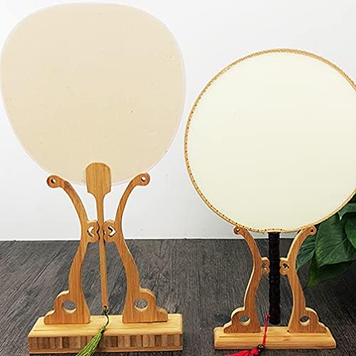 Nuobesty Round Stand 2pcs fãs chineses titulares de fãs stand handy wood base de madeira manualmente o organizador de armazenamento