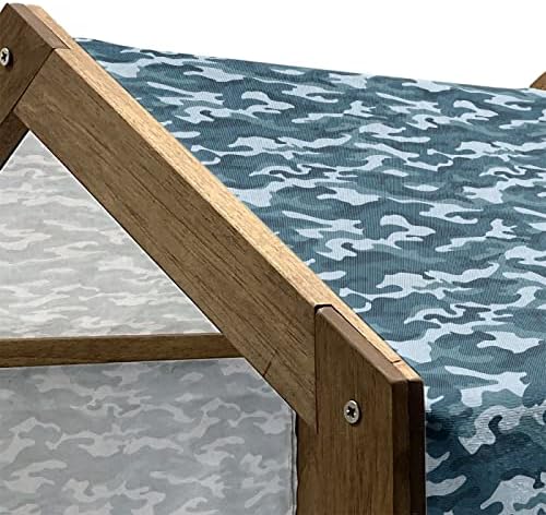 Ambesonne Camo Wooden Pet House, tema de camuflagem em cores oceânicas ilustração inspirada na água do mar, canil portátil
