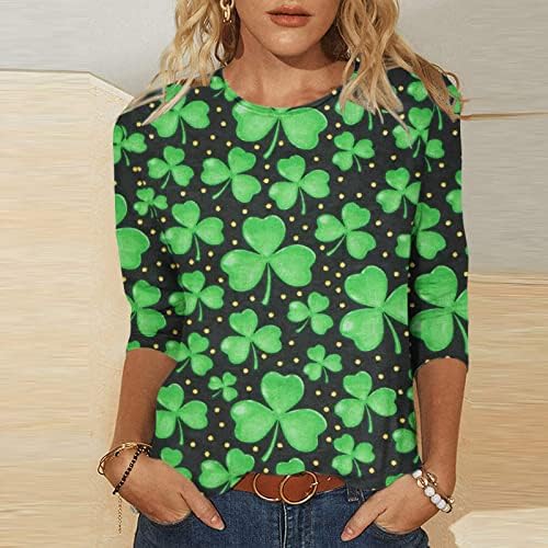 Camisas Shamrock para Mulheres 3/4 Sleeve Irish Graphic Tees