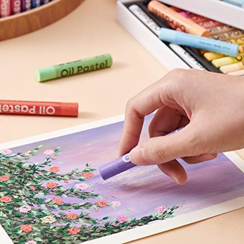 Conjunto de pastéis de óleo Kaco Kalor, 24 cores vibrantes pastéis macios Crayons de óleo para artistas Supplies Pintura Kit de desenho para crianças, iniciantes, alunos, professores