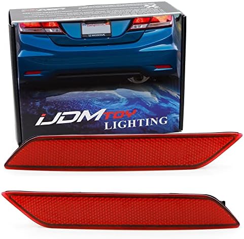 IJDMTOY LENS RED LENS TRASEIRA LENTES REFLECTORIAS COMPATÍVEIS COM 2013-2015 SEDAN HONDA CIVIC 9th GEN, OE-Spec LH RH RH