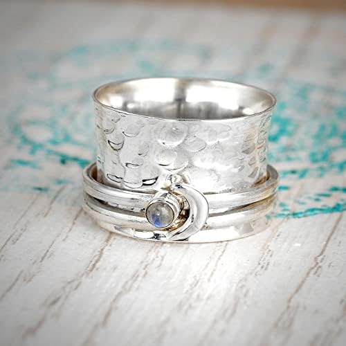 Promise anéis para mulheres zircões de lua vintage Turnável Casais Rings Hand Jóias Silver Anel de noivado vintage Silver