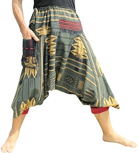 Raanpahmuang japonês formal edo cortesan calças com punhos amarrados e manchas de tecido