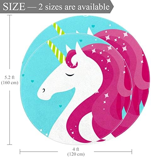 Llnsupply Kids Rug 5 pés grandes tapetes de área redonda para meninos meninos bebê - Unicorn Blue, decoração de casa Decor dobrável infantil tapete de tapete