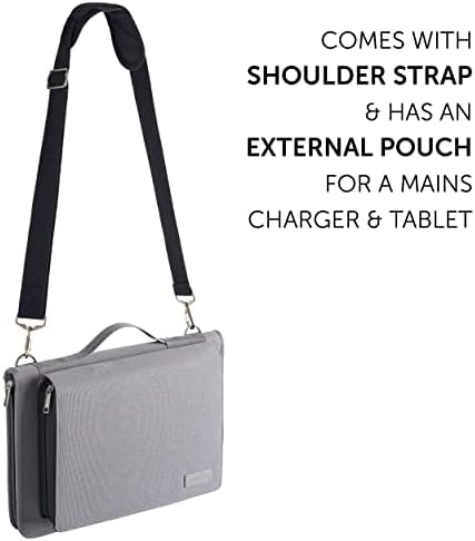 Broonel Grey Leather Laptop Messenger Case - Compatível com o laptop Kuu Yepbook 15,6