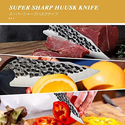 Huusk Hand forjado Cleaver Knife pacote com faca viking com bainha Faca de desossa forjada para corte de carne