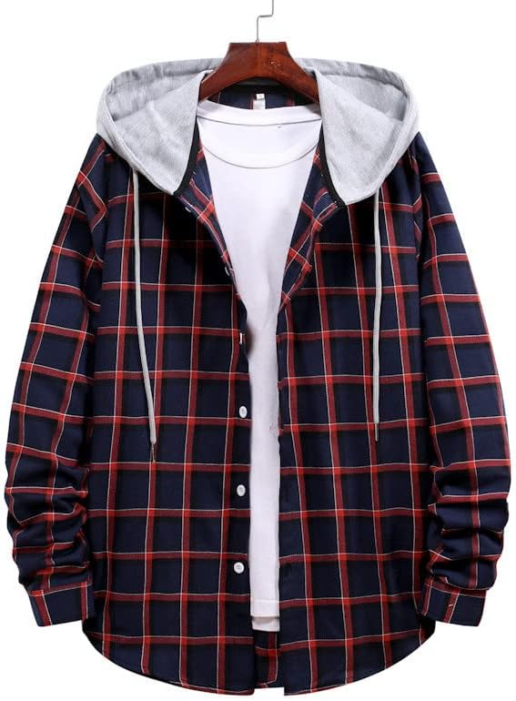 Lista curta Men, outono e inverno, camisa xadrez casual de colarinho de colarinho comprido blusa de manga longa camisetas