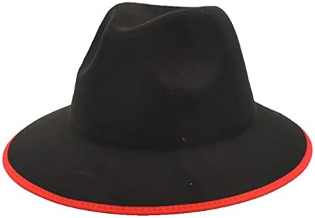 Capéu de lã de lã de duas cores chapéu de bordagem feminina chapéu de jazz chapado