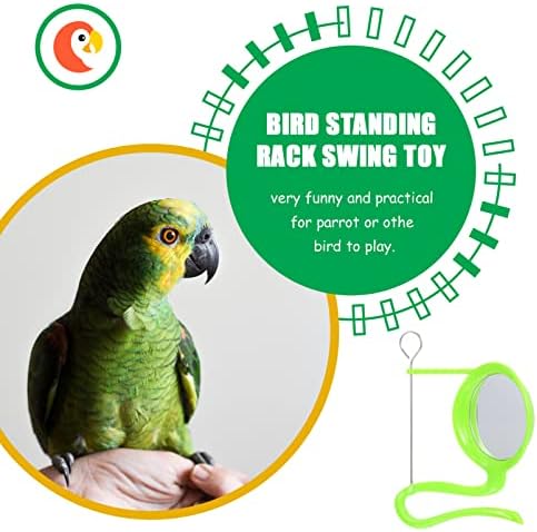Papagaio espelho swing giratcage espelho brinquedos de papagaio poleiros: 2 sets pássaros brinquedos de pássaros pássaros