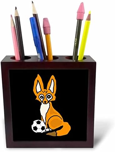 3drose cool engraçado fone fox fox que joga cartoon esportivos de futebol - portadores de caneta de ladrilhos