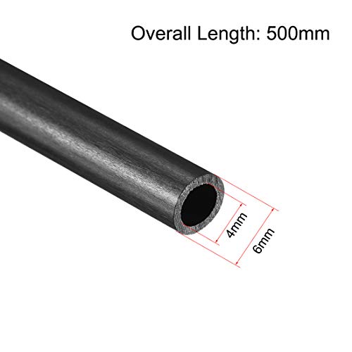 tubo redondo de fibra de carbono uxcell 6mm x 4 mm x 500 mm Tubulação de pultrusão de asa de fibra de carbono para rc.