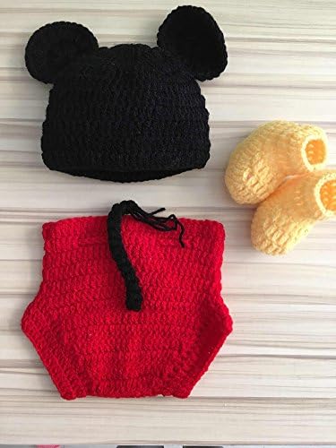 PinBo® Newborn Photography Prop Baby Fantaspume Crochet Hat Top Shoes
