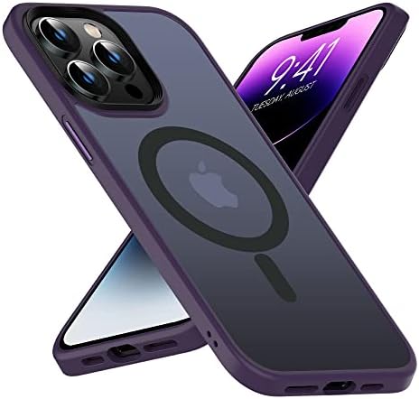 Caso magnético Mgnaooi para iPhone 14 Pro Case [Drop Mil-GRADE Testada e compatível com Magsafe] Volta fosca translúcida com