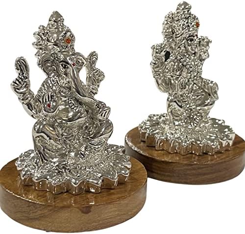 999 Pure Silver Ganesh & Lakshmi/Laxmi Idol/estátua/Murti