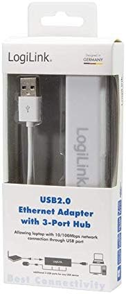 Logilink UA0174A Adaptador USB 2.0 para Fast Ethernet com 3 Port USB Hub