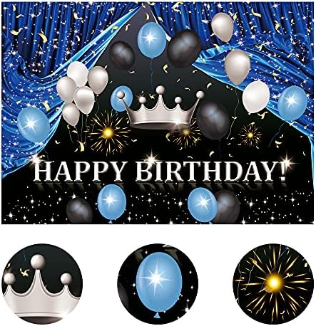 IMIRELL Navy azul feliz aniversário cenário para homens 7wx5h pés prata balões pretos