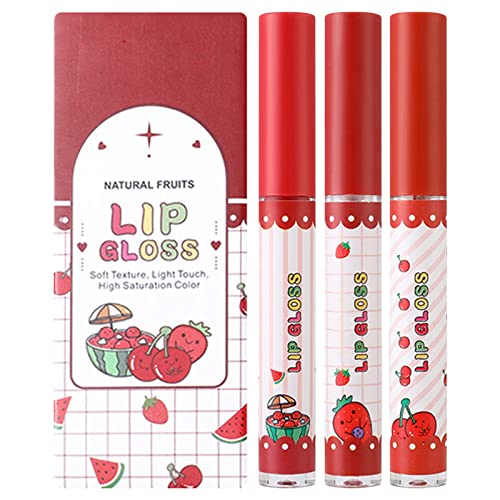 Xiahium online Lip Gloss Velvet Glato Lip Rosa Não Becha Não Becada Três Frutas Definir Lip Gloss Nud