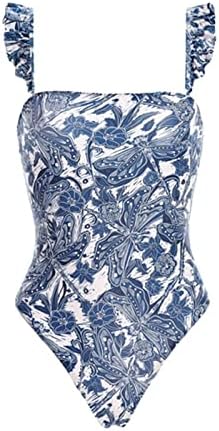 KNOSFE Two peças feminino de roupas de praia tie lateral manga de banho de traje de banho de espaguete Monokini com estampa floral