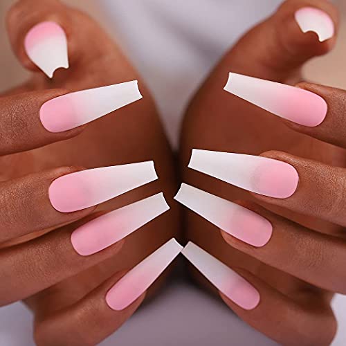 Bomine Extra Long Leng Long Length Pressione Pressione Unhas ombre brilhante unhas falsas acrílico unhas falsas cola unhas unhas unhas falsas para mulheres e meninas