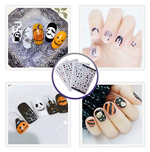 Decalques de unhas de Halloween, adesivos de arte da ponta de horror Auto-adesivo Decoração de unhas para manicure diy ou salão de unhas