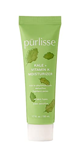 Purlisse Body hidratante couve + vitamina K, loção para o corpo da pele com fitonutrientes, antioxidantes e extratos naturais para desobstruir os poros e a pele limpa, 1,74 oz