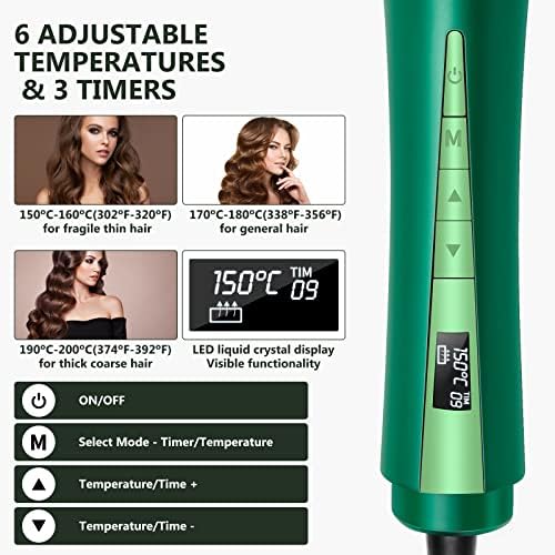 Ferro de curling automático, LCD Display Antiário de cabelo de cerâmica Anti-emaranhado com uma varinha de ondulação rotativa