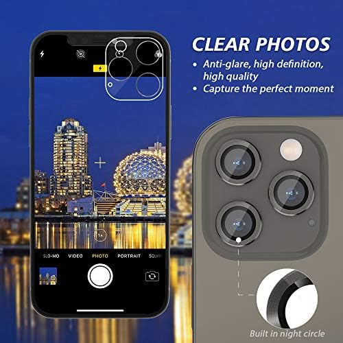 CloudValley [3 PCS] Lente de câmera Protetor para iPhone 12 Pro 6,1 polegadas, HD Temperado Aluminum Lely Lens Cobert Film, preto