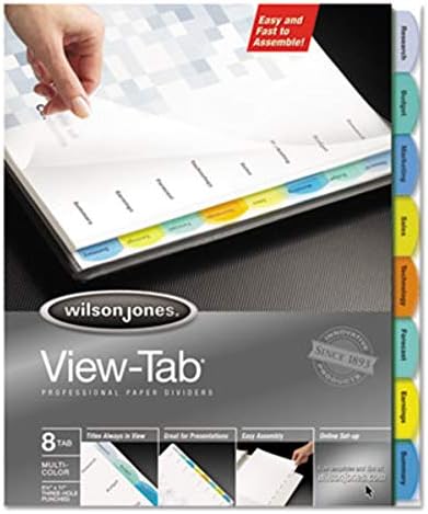 Wilson Jones 55965 Ver divisores de papel da guia, 8-TAB, 8-1/2 polegadas x11 polegadas, multi