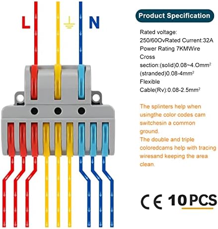 Conectores de fios compactos, EMTSEB 10 PCS Conectores compactos de emenda, condutor de variedade, conectores de terminais de bunda,