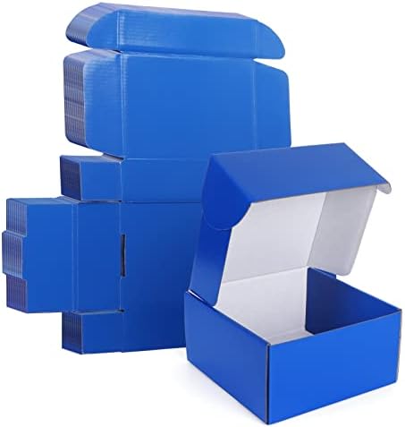 Pharege 8x8x4 polegadas Blue Shipping Boxes 25 pacote, caixas de presente de papelão com tampas para encerrar a festa