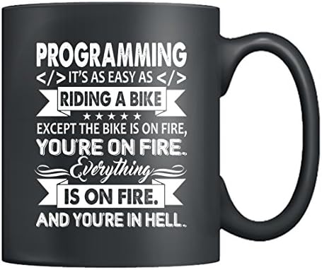 Canecas de programação - Programação é fácil como pilotar uma caneca de café com cerâmica, xícara de chá 11 oz preto, melhor presente para programador