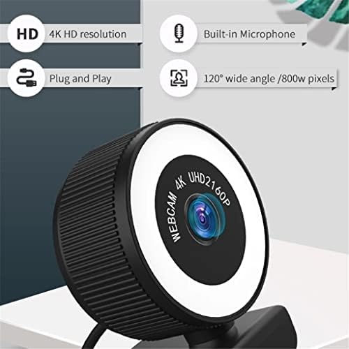 Câmera de webcam 4K da webcam 4K CLGZS Lâmpada de brilho ajustável enchimento com microfone para o trabalho de vídeo em conferência