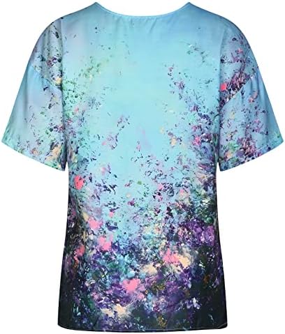 Camiseta de manga curta mulher caia roupas de verão roupas florais princesa deusa fluida de falha solteira camisa de blusa para mulheres