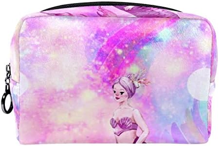 Bolsas de cosméticos para mulheres, bolsas de bolsas de maquiagem de maquiagem de maquiagem Bag das garotas, Mermaid Pink Cloud Magic