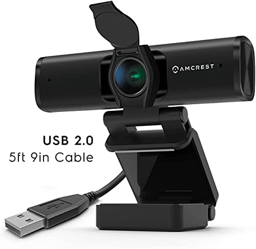 Webcam 4K da Amcrest com microfone e capa de privacidade, câmera USB de web cam, webcam de streaming de computador