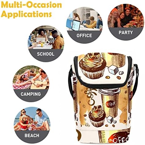 Javenproeqt Coffee Cupcake Breakfast Sketch Sketch Box para adultos, vinhos de praia reutilizáveis ​​Carregando bolsa,